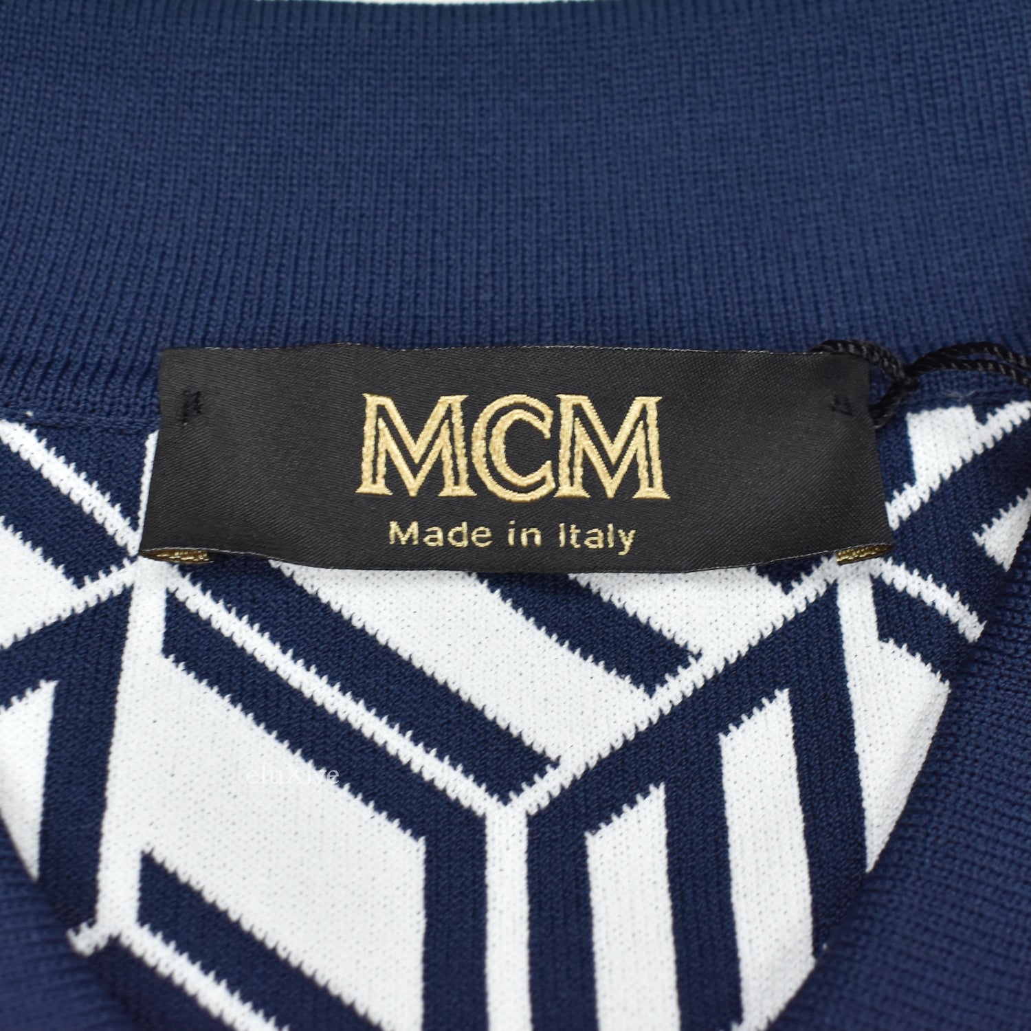 MCM - Cubic Monogram Logo Knit Polo Shirt (Navy) – eluXive