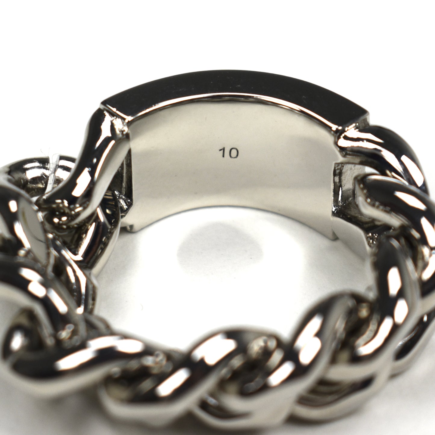Saint Laurent - Silver Logo Plate Chain Ring