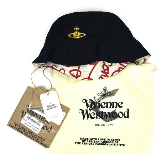 Vivienne Westwood - Black Canvas Metal Orb Logo Bucket Hat