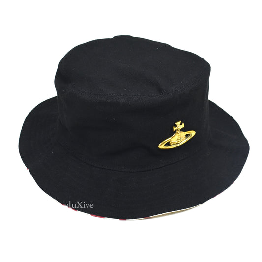 Vivienne Westwood - Black Canvas Metal Orb Logo Bucket Hat