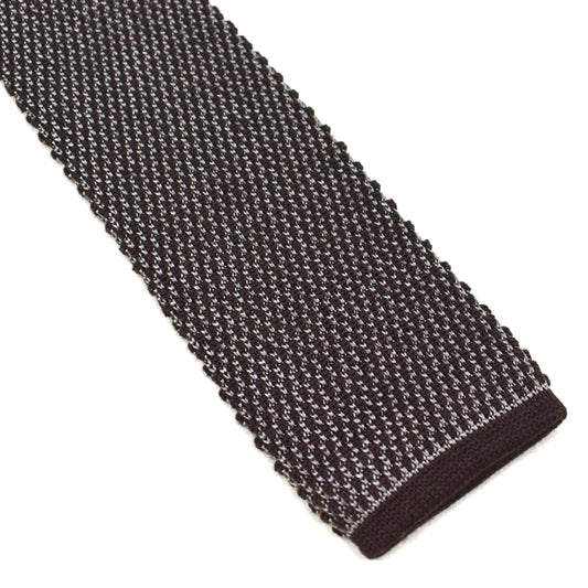 Brioni - Gray & Brown Wool/Silk Knit Tie
