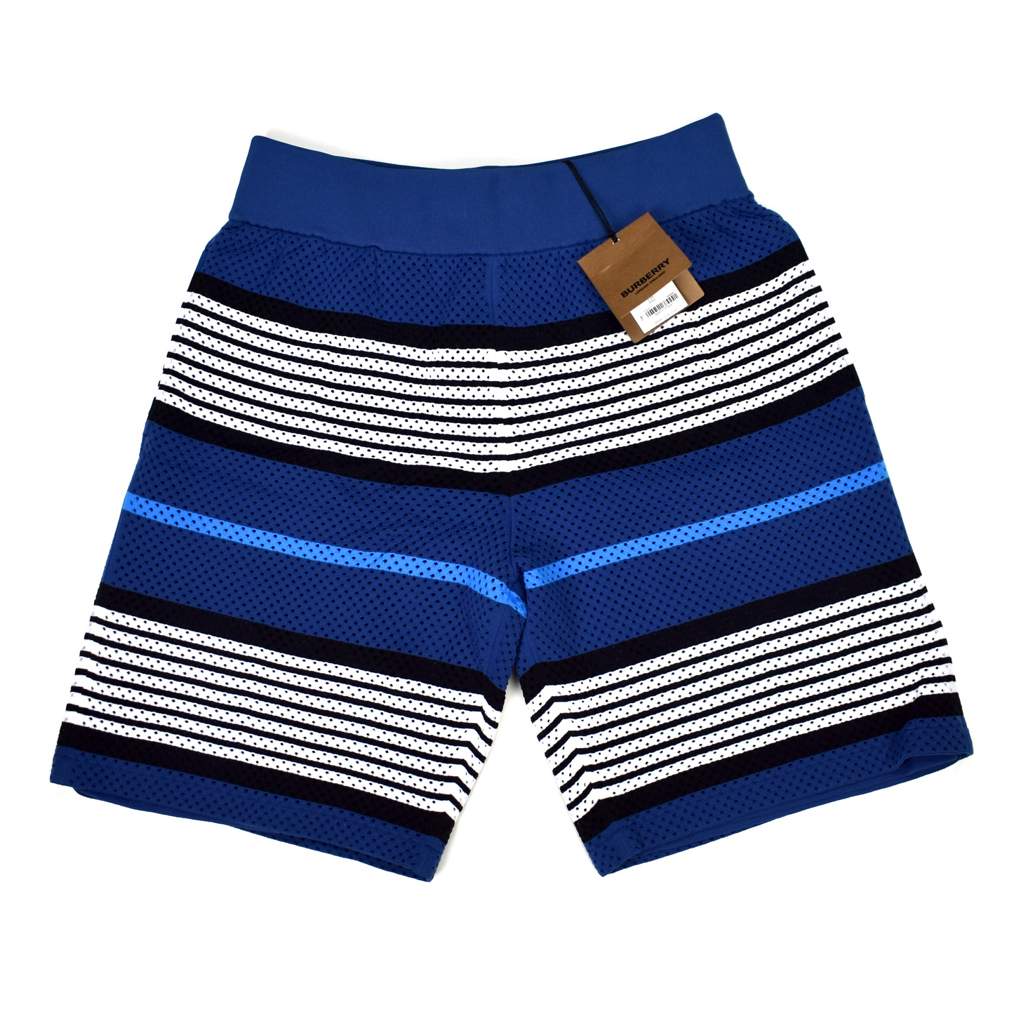 Burberry - Blue Archive Stripe Mesh Knit Shorts