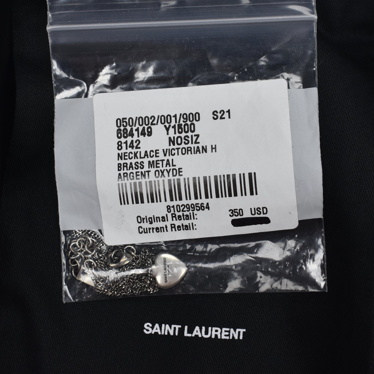 Saint Laurent - Silver Victorian Heart Pendant Necklace