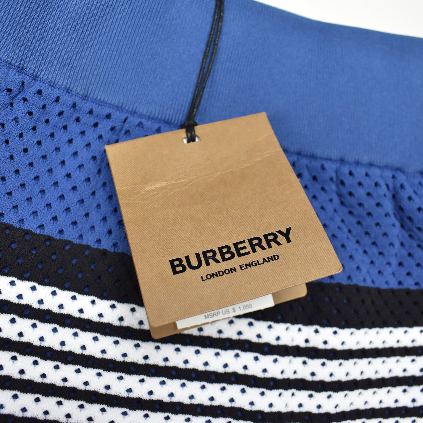 Burberry - Blue Archive Stripe Mesh Knit Shorts