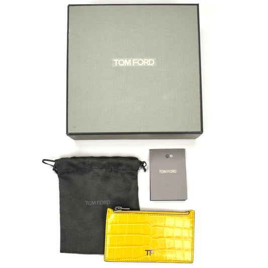 Tom Ford - Yellow Exotic Alligator Zip Card Holder