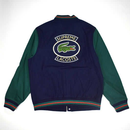 Supreme x Lacoste - Navy/Green Wool Varsity Jacket (SS18)