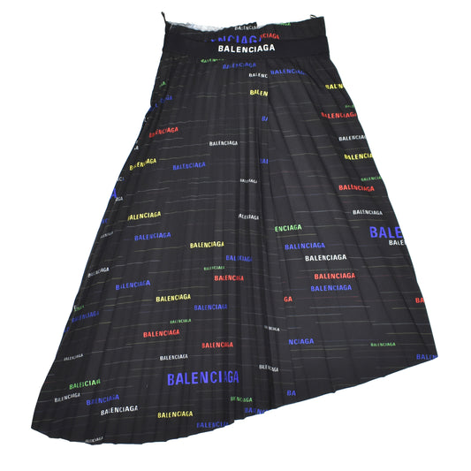 Balenciaga - Black Multicolor Logo Pleated Skirt