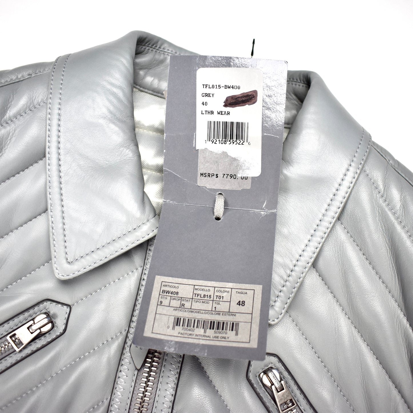 Tom Ford - Gray Padded Leather Racer Jacket