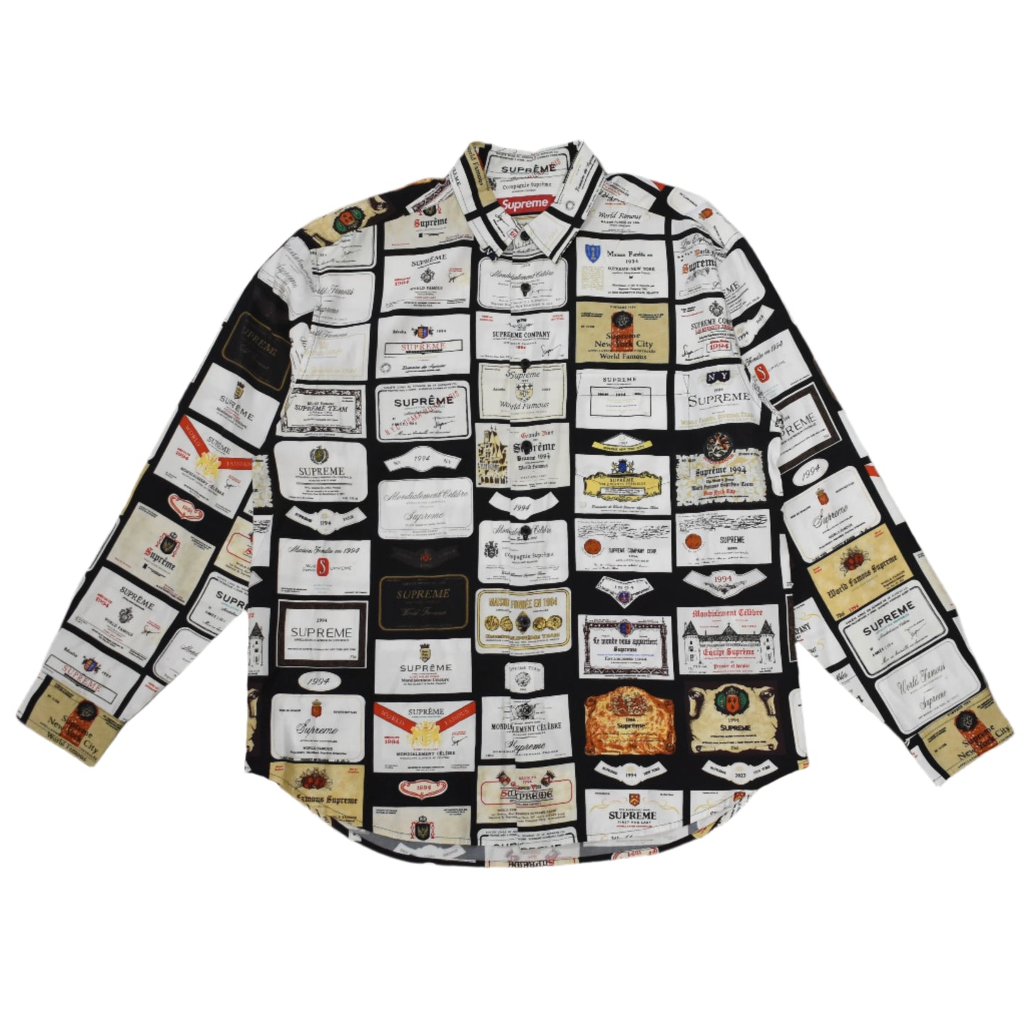 Supreme - Wine Labels Logo Print Viscose Shirt