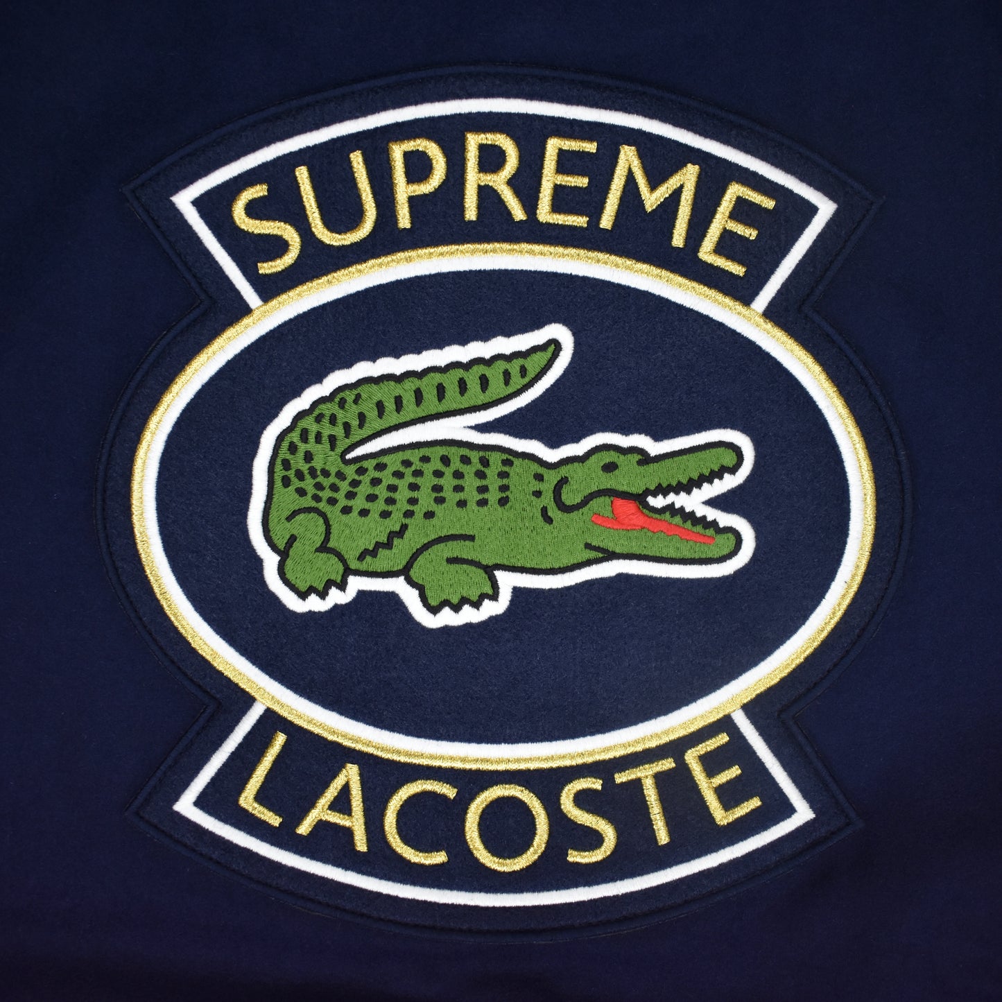 Supreme x Lacoste - Navy/Green Wool Varsity Jacket (SS18)