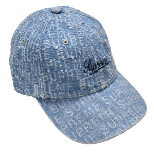 Supreme - Needle Punch Denim Logo 6-Panel Hat (Blue)