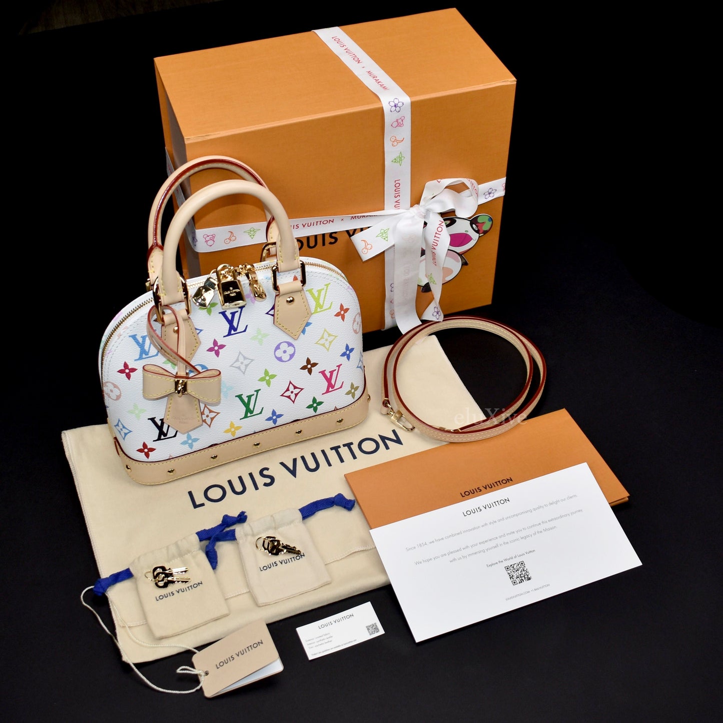 Louis Vuitton x Murakami - Multicolor Monogram Alma BB Bag (White)