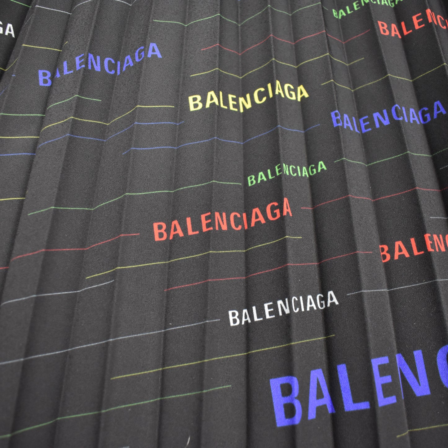 Balenciaga - Black Multicolor Logo Pleated Skirt