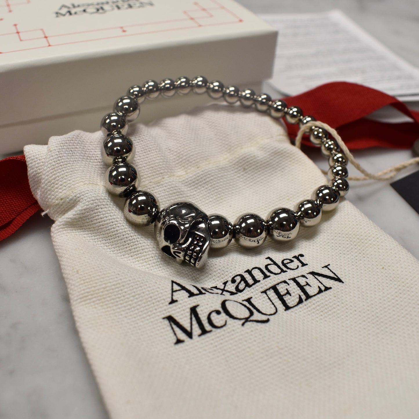 Alexander McQueen - Gunmetal Skull Bead Bracelet