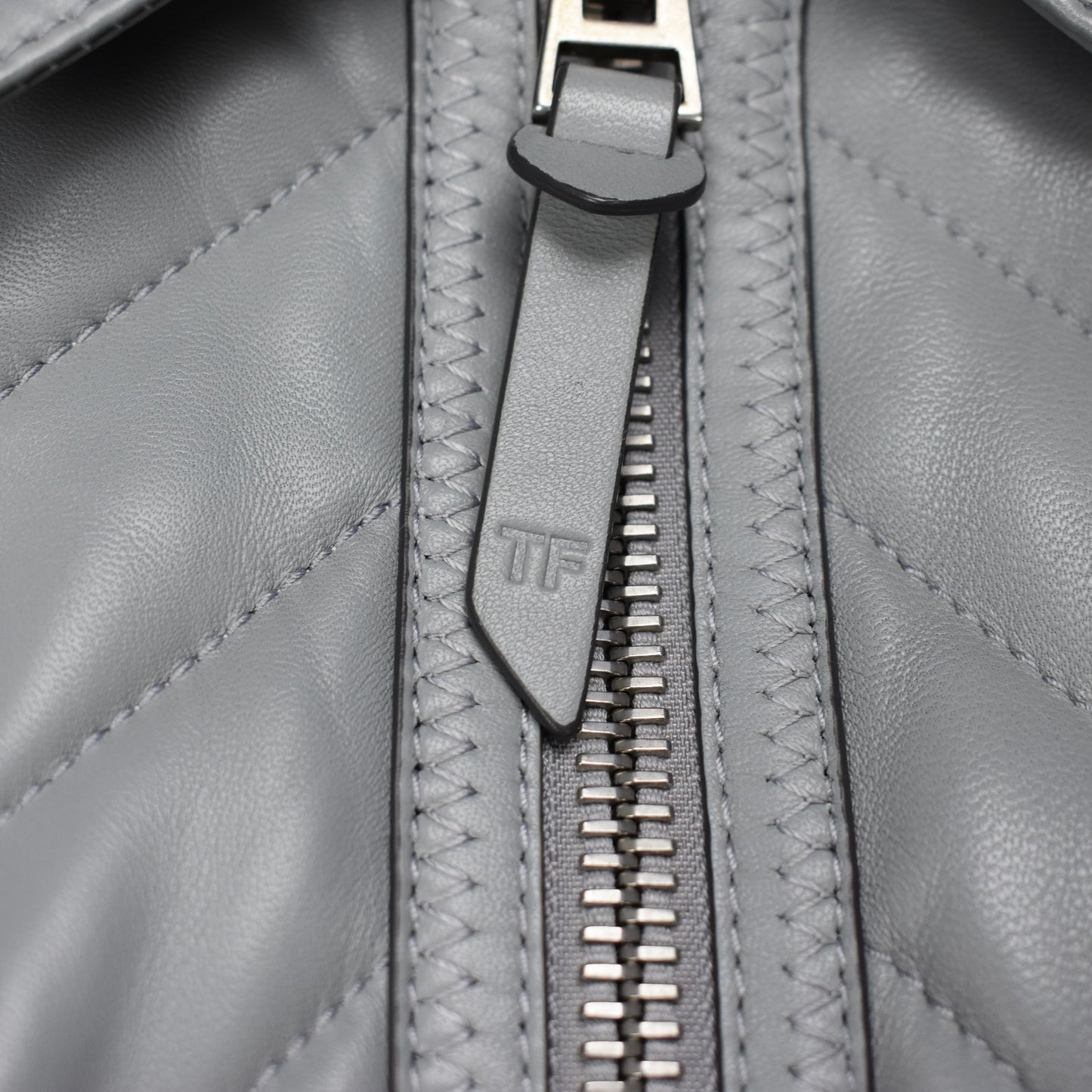 Tom Ford - Gray Padded Leather Racer Jacket