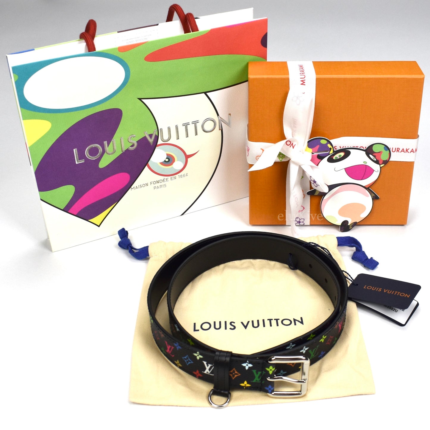 Louis Vuitton x Murakami - Multicolor Logo D-Ring 30mm Belt (Black)