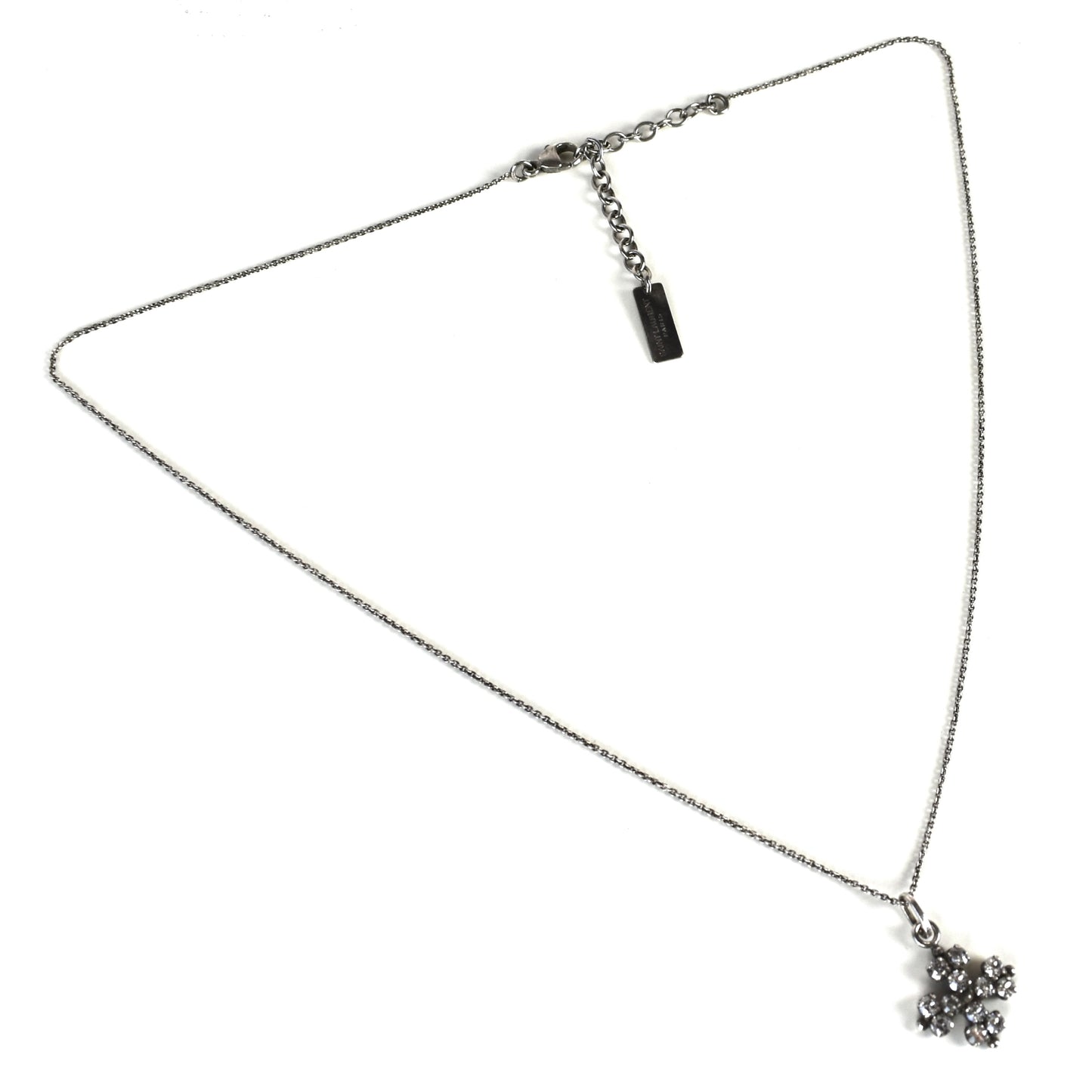 Saint Laurent - Silver Cross/Clover Crystal Pendant Necklace