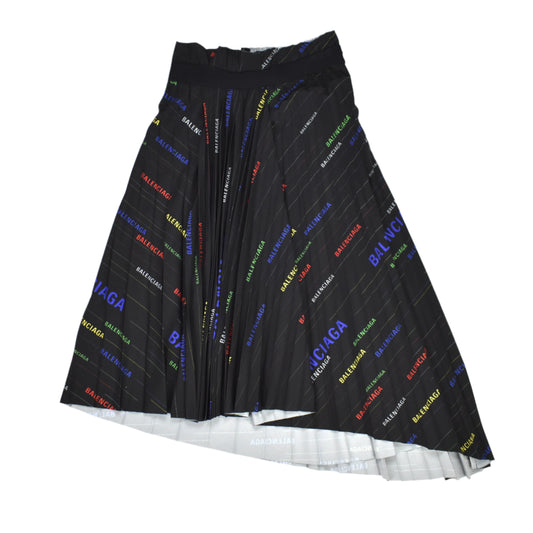 Balenciaga - Black Multicolor Logo Pleated Skirt