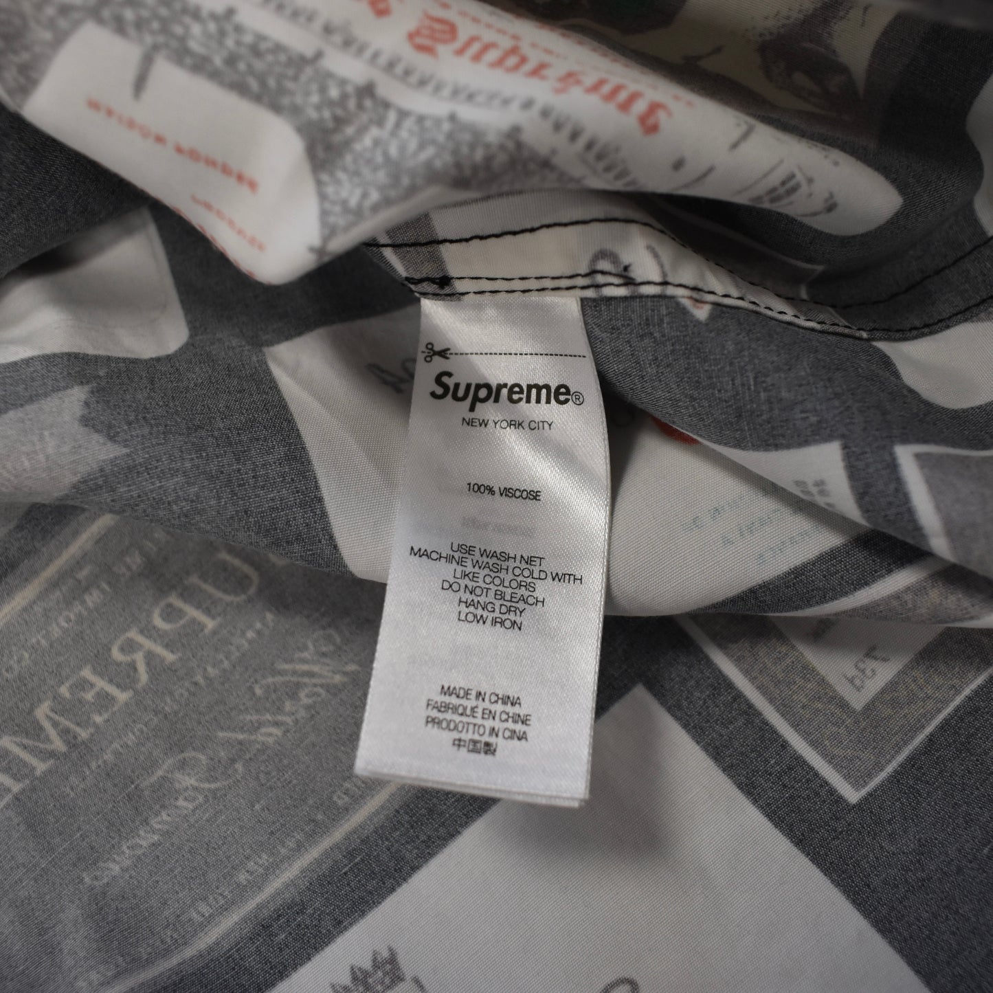 Supreme - Wine Labels Logo Print Viscose Shirt