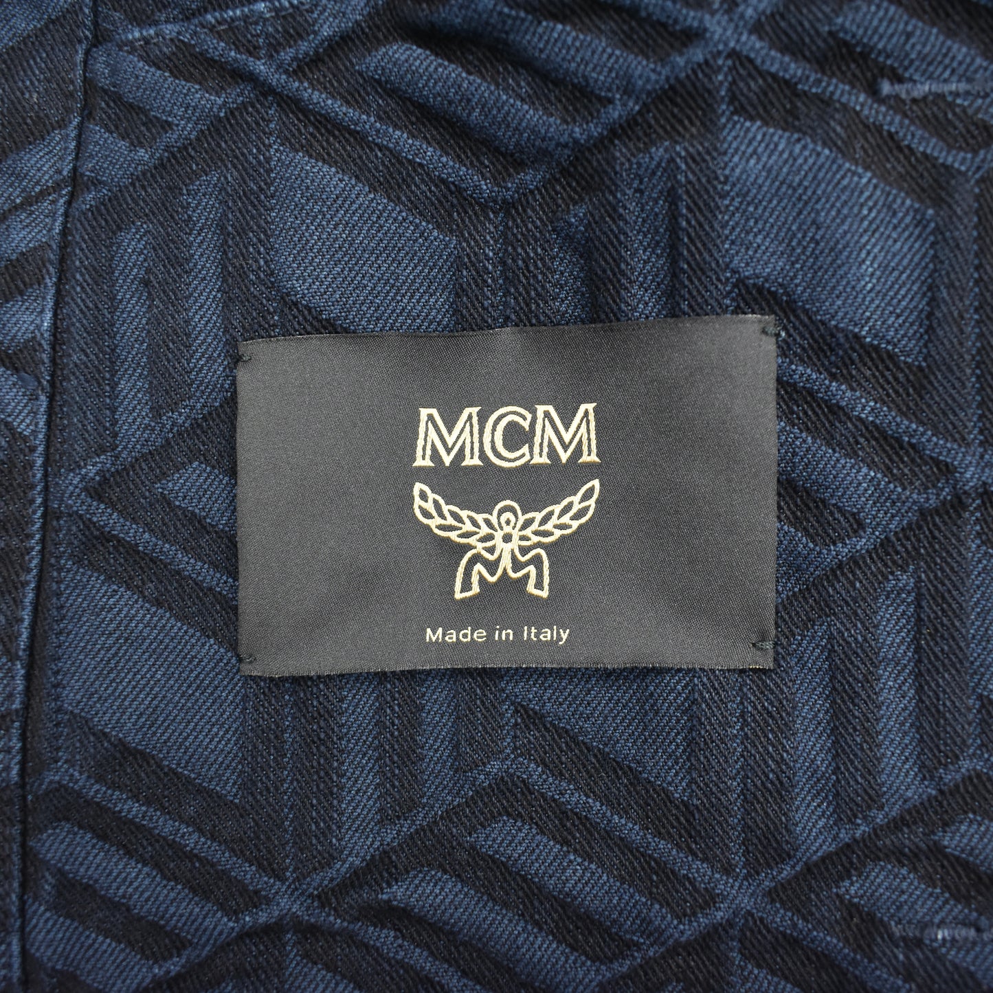 MCM - Navy Logo Monogram Denim Trucker Jacket