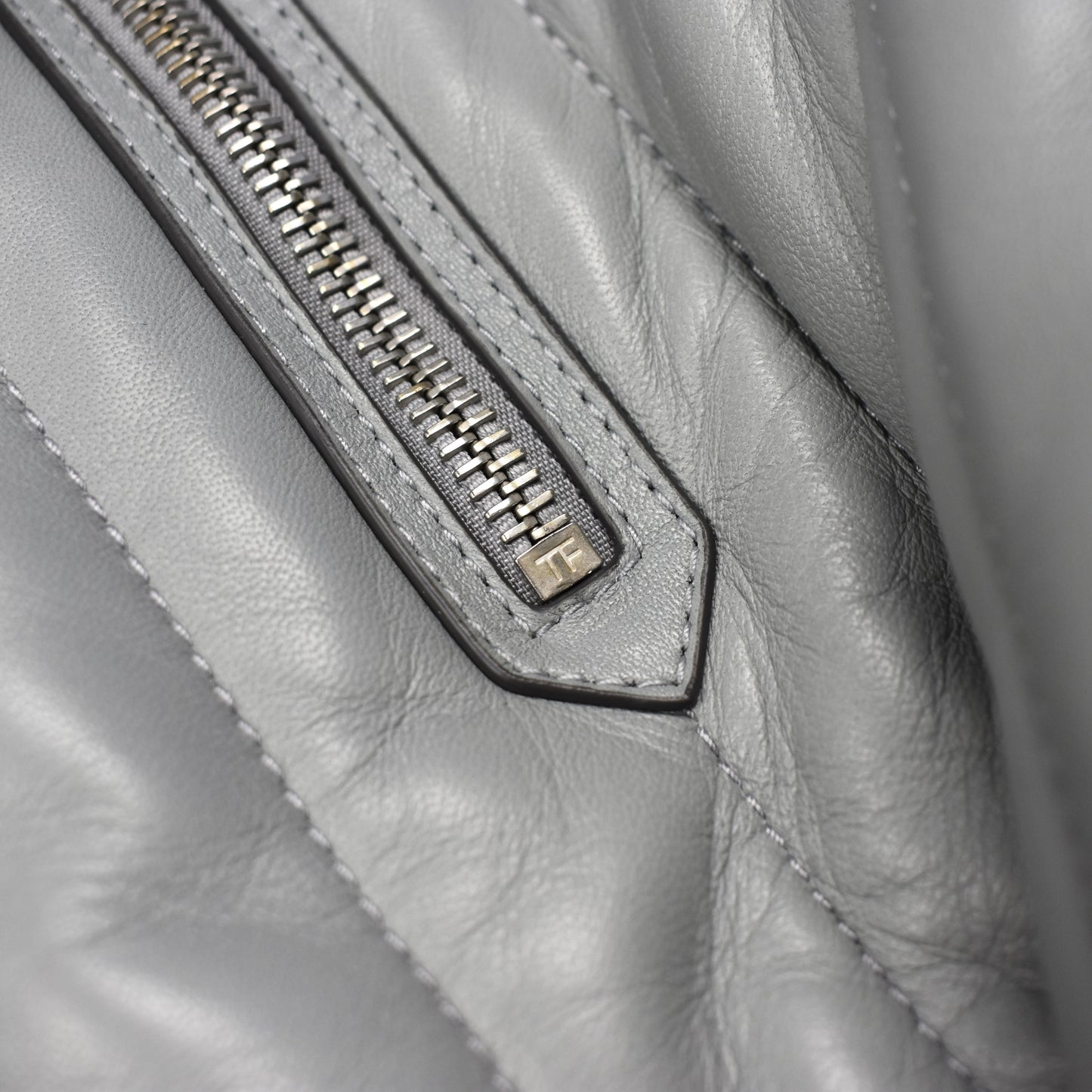 Tom Ford - Gray Padded Leather Racer Jacket