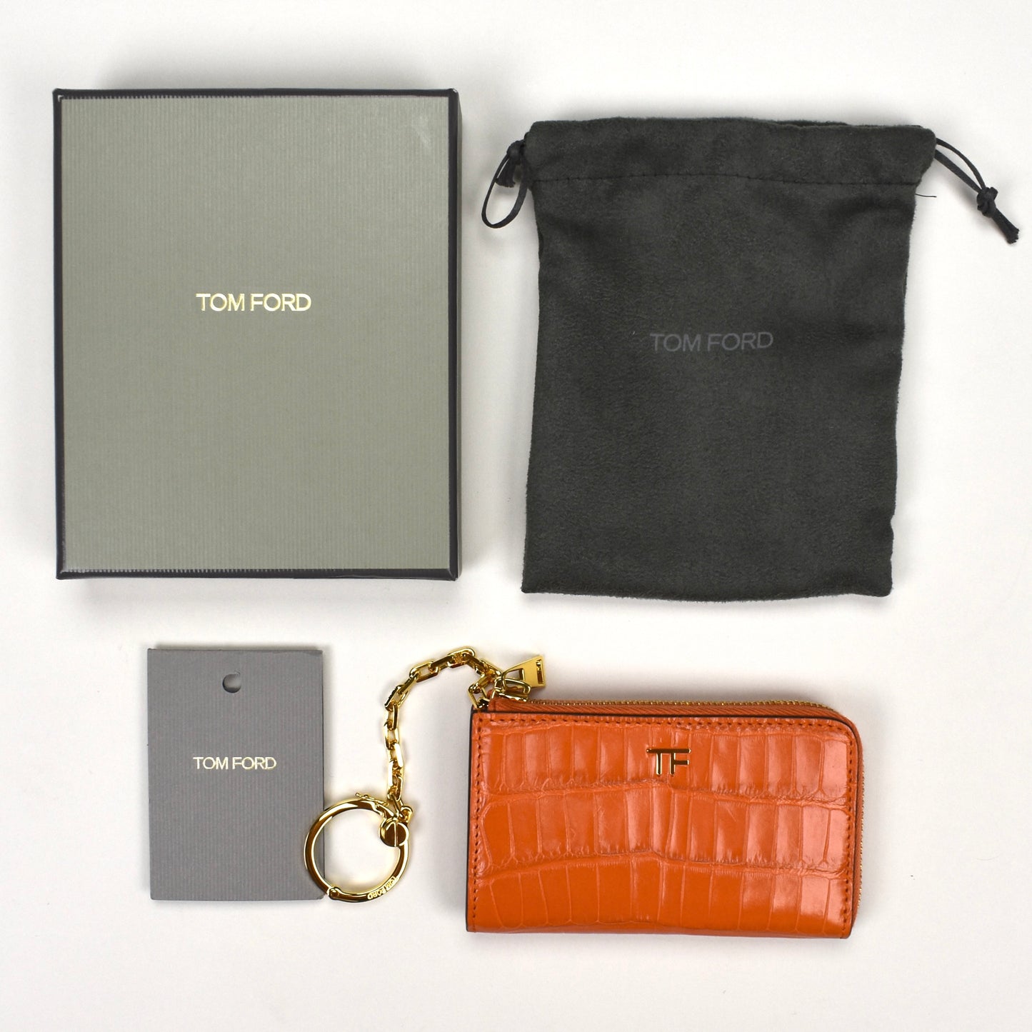 Tom Ford - Orange Exotic Alligator Zip Wallet