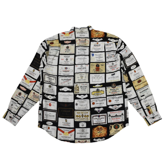 Supreme - Wine Labels Logo Print Viscose Shirt