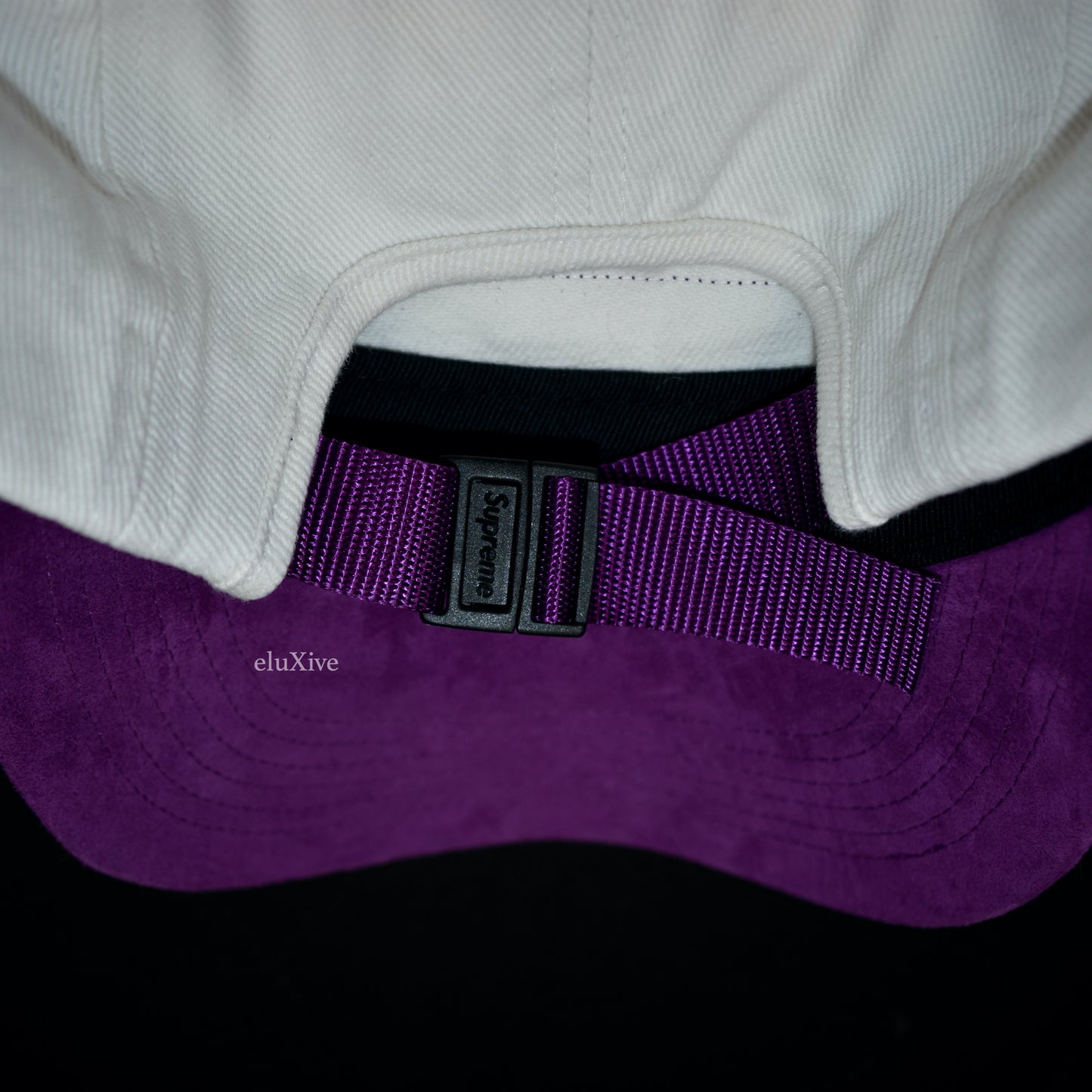 Supreme - White/Purple Box Logo Suede Bill Hat
