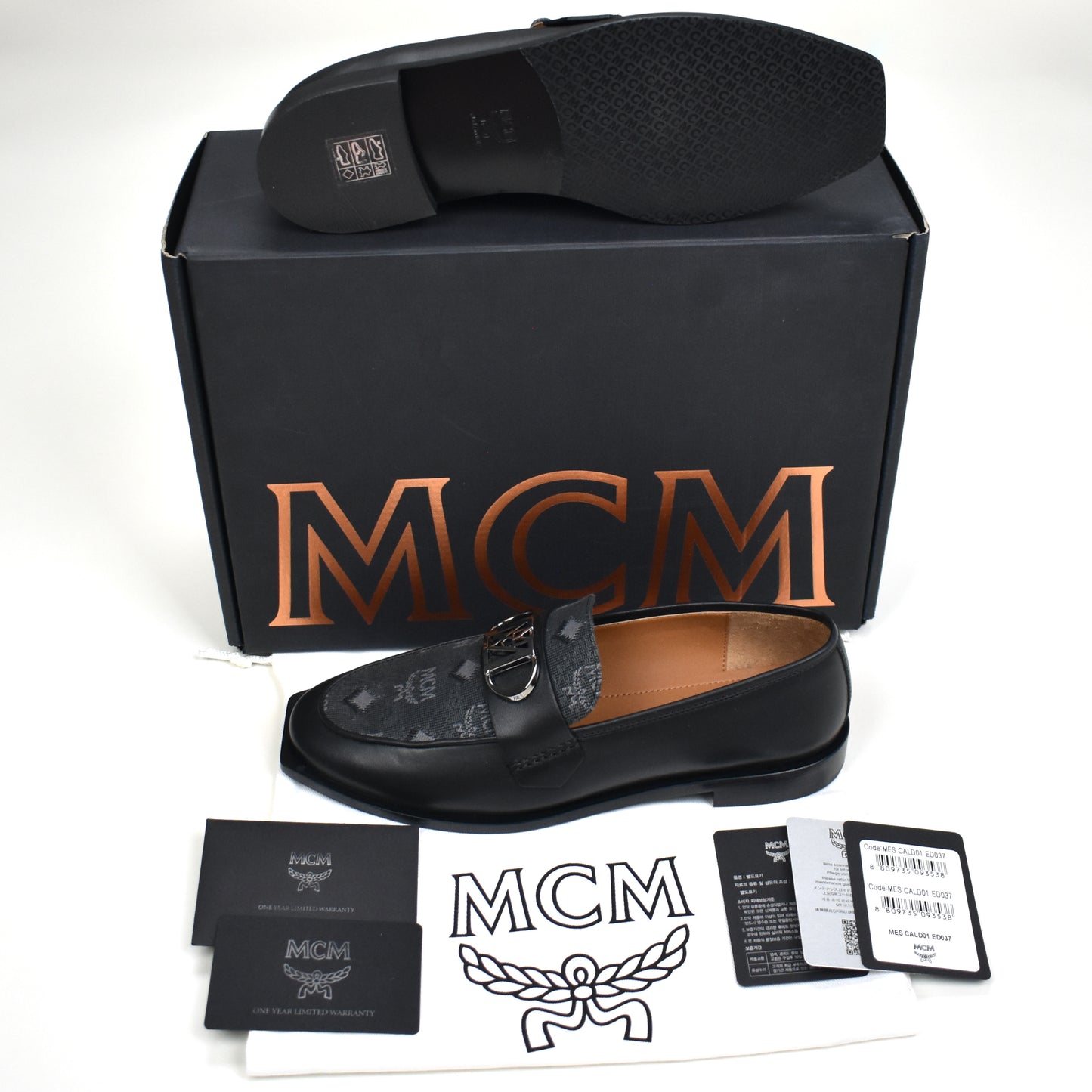 MCM - Black Leather Monogram Loafers