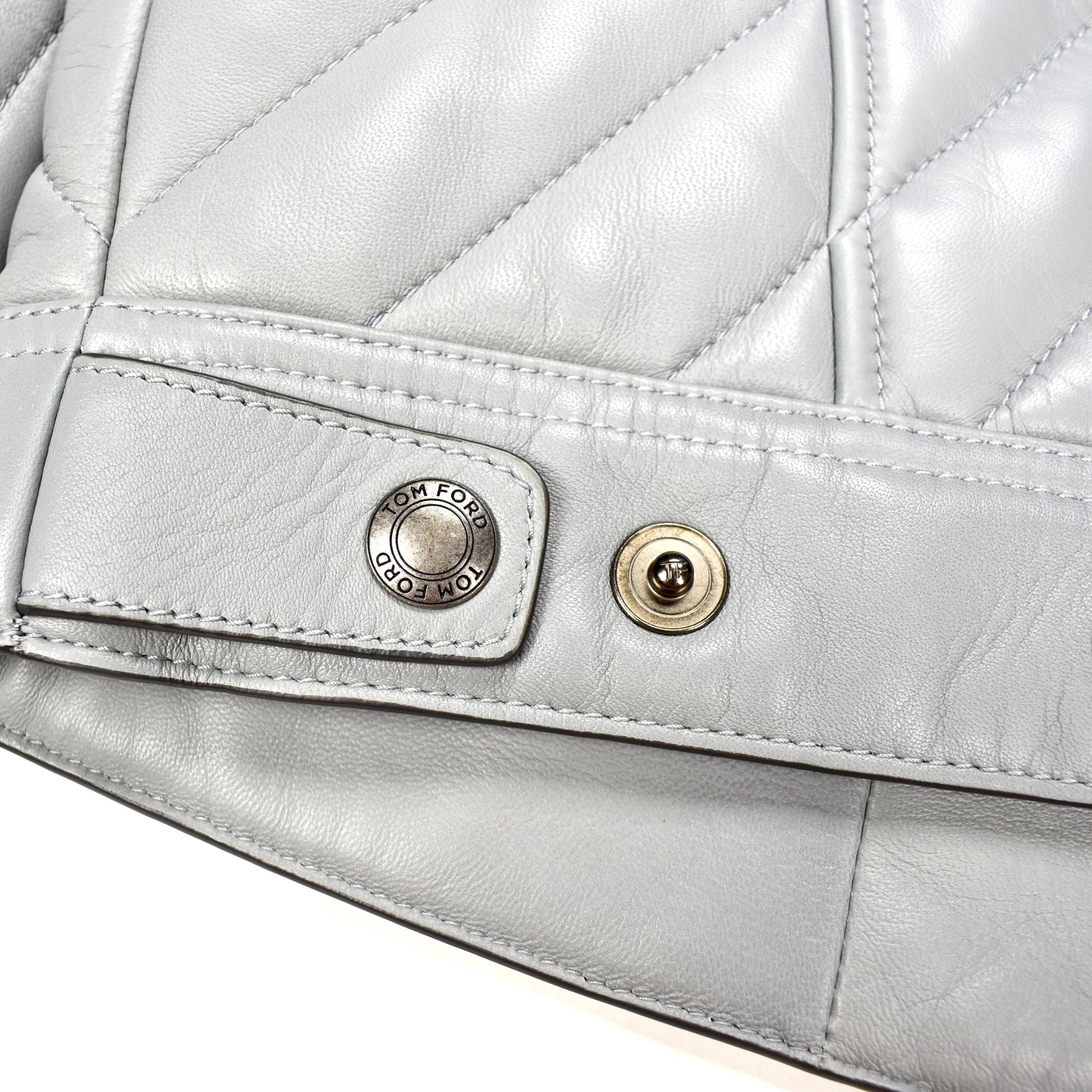 Tom Ford - Gray Padded Leather Racer Jacket