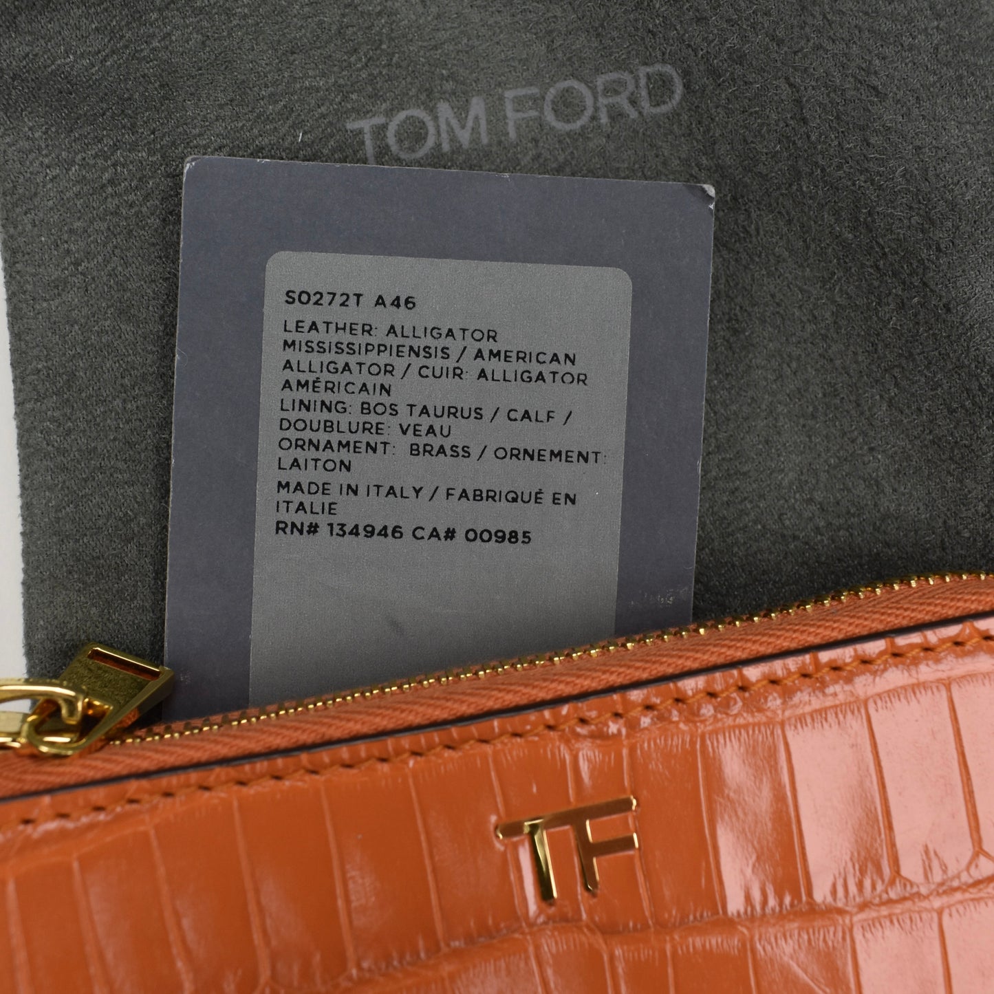 Tom Ford - Orange Exotic Alligator Zip Wallet