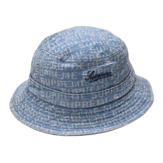 Supreme - Needle Punch Denim Logo Bucket Hat (Blue)