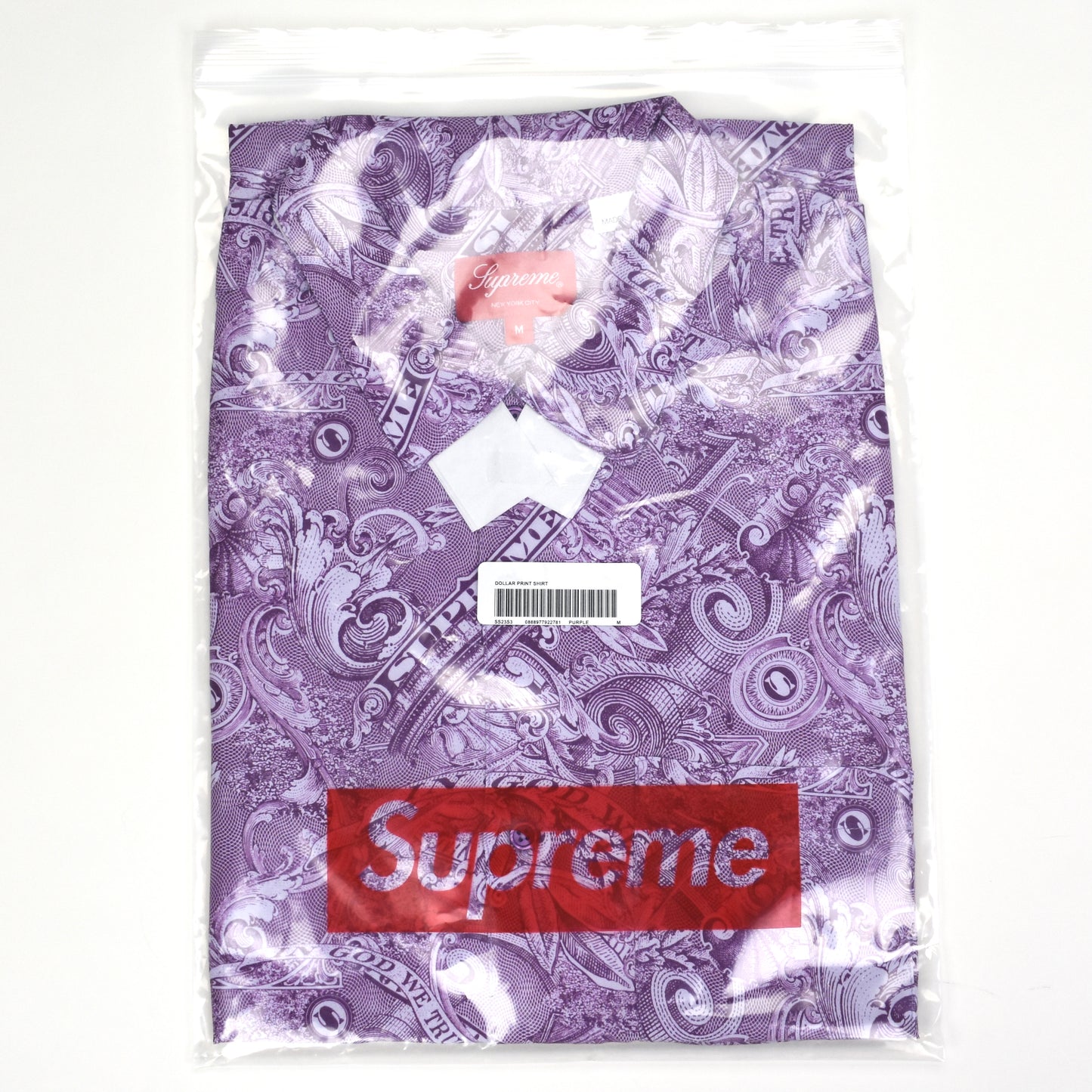 Supreme - Purple Dollar Bill Print Viscose Club Shirt