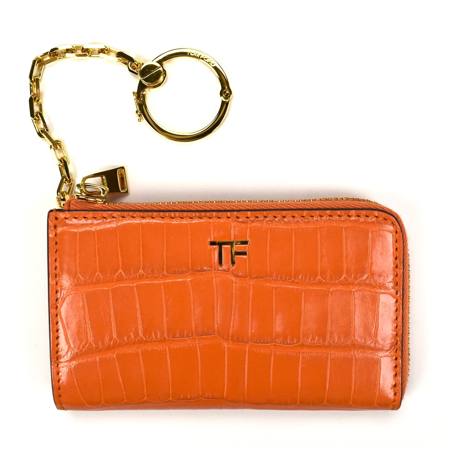 Tom Ford - Orange Exotic Alligator Zip Wallet