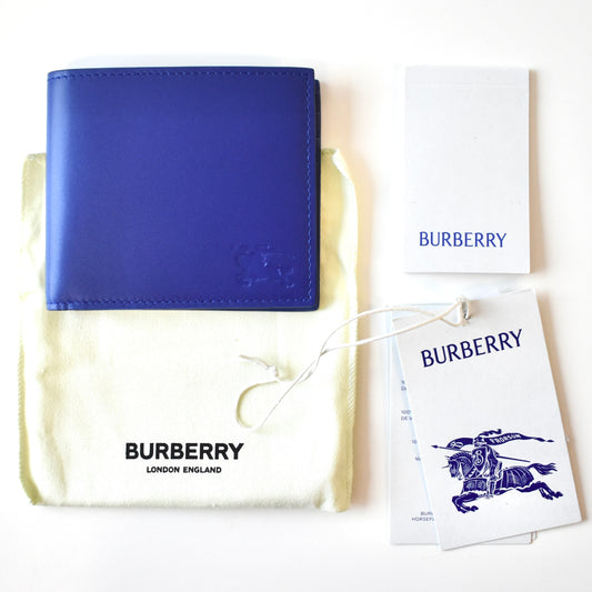 Burberry - Blue Leather Logo Embossed Wallet