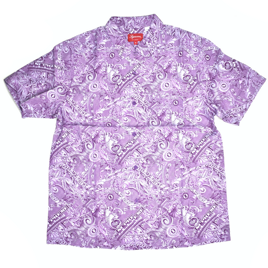 Supreme - Purple Dollar Bill Print Viscose Club Shirt