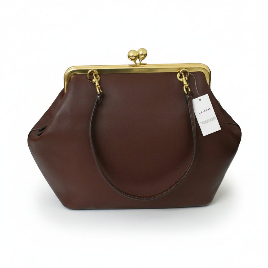 Coach - Large Kisslock Frame Bag (Dark Brown)