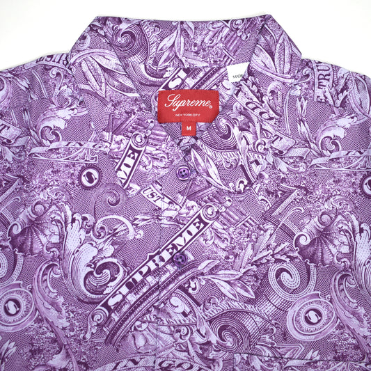 Supreme - Purple Dollar Bill Print Viscose Club Shirt