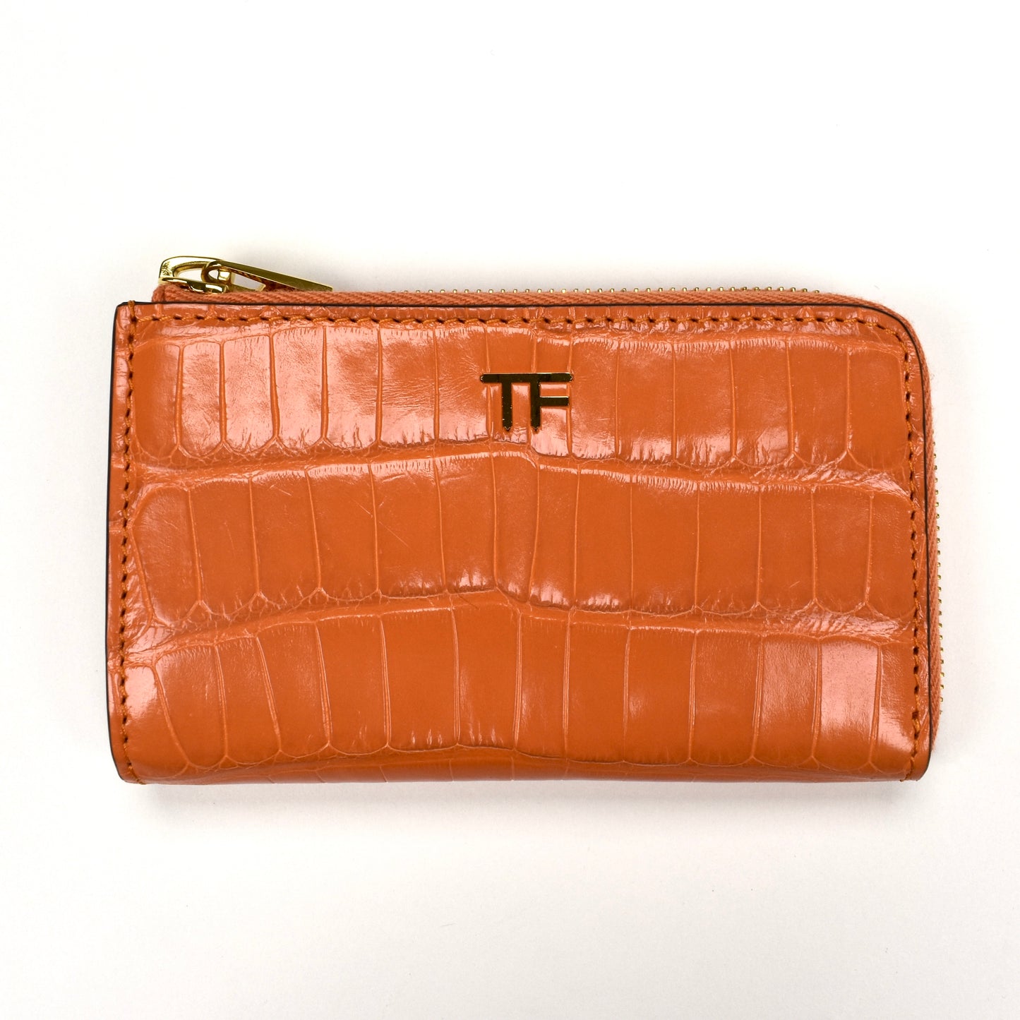 Tom Ford - Orange Exotic Alligator Zip Wallet