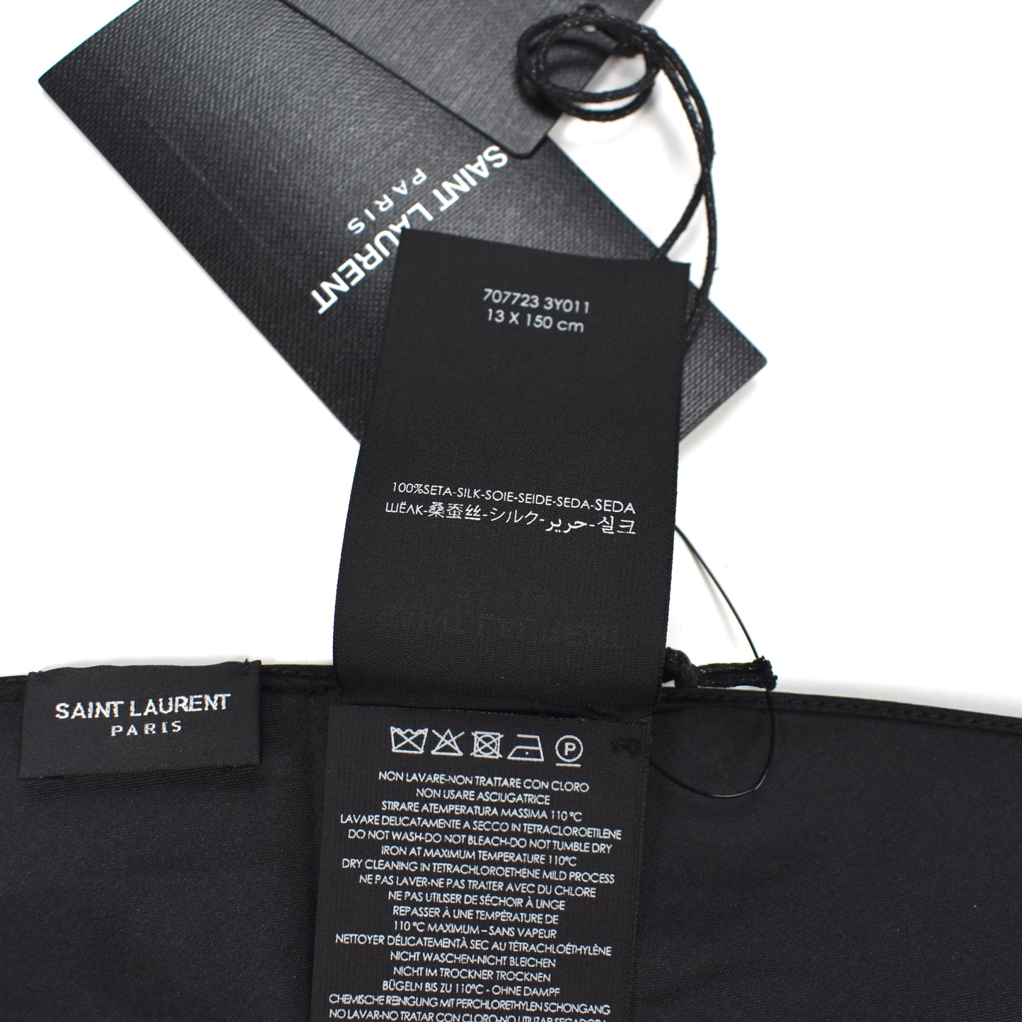 Saint Laurent - Black Silk Satin Scarf Tie