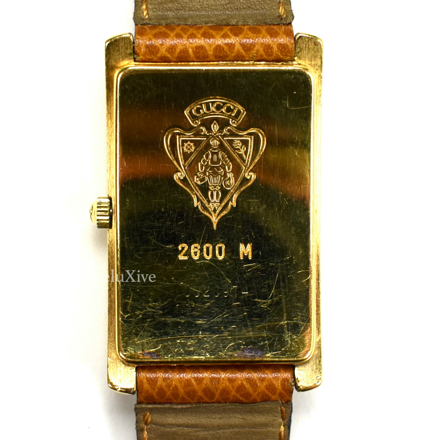 Gucci - 2600M Gold Web Stripe Dial Tank Watch