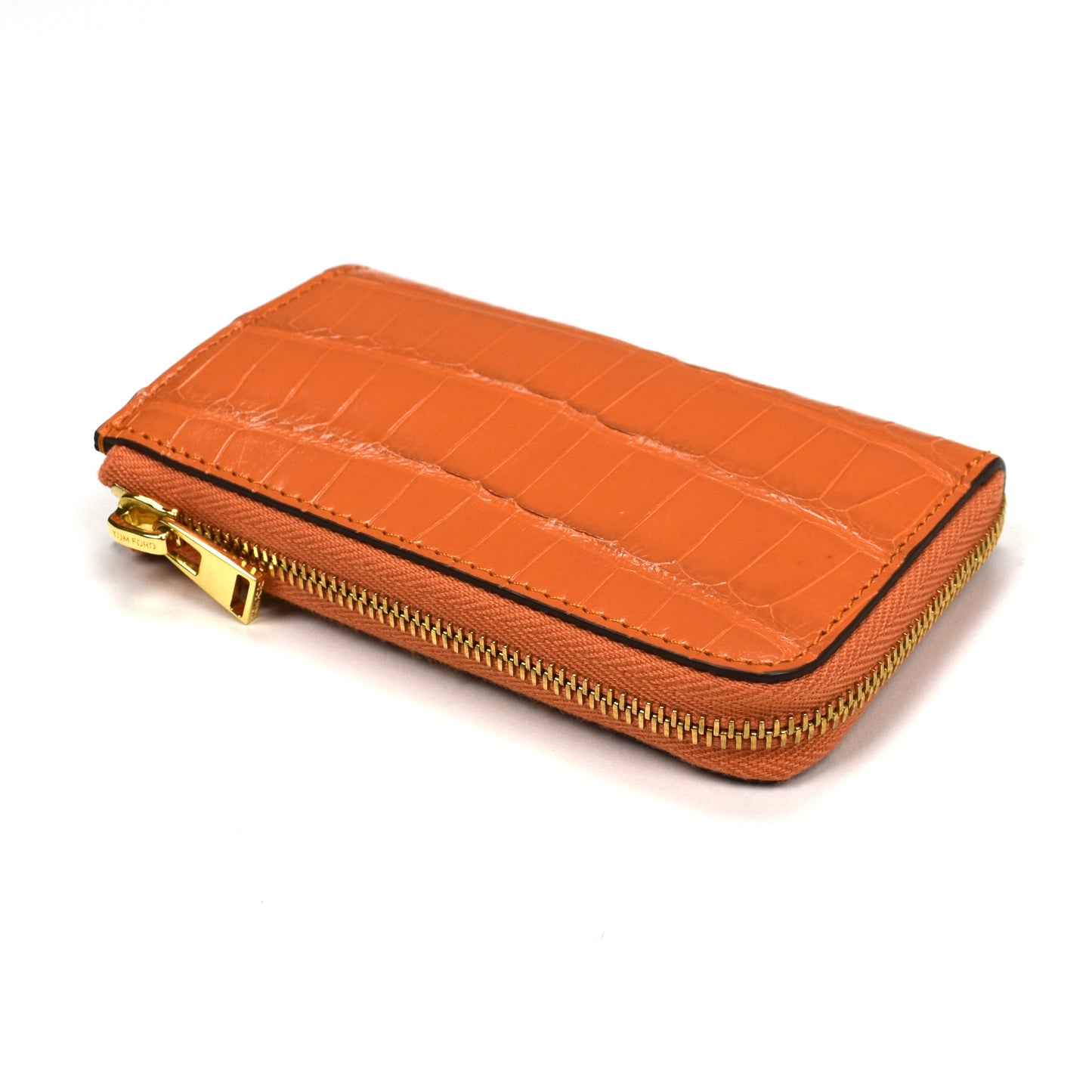 Tom Ford - Orange Exotic Alligator Zip Wallet