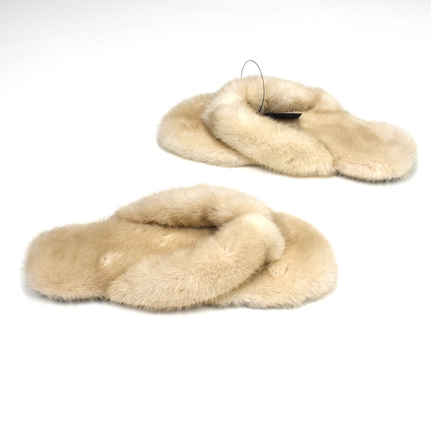 Saint Laurent - Beige Genuine Fur Pepe Flip Flops