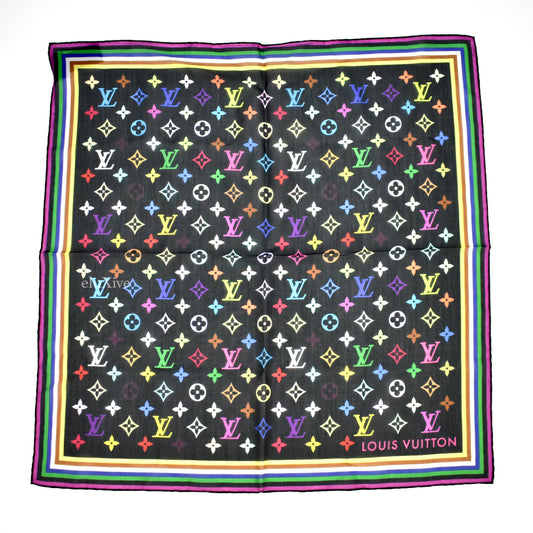 Louis Vuitton x Murakami - Multicolor Square 55 Silk Scarf/Bandana (Black)