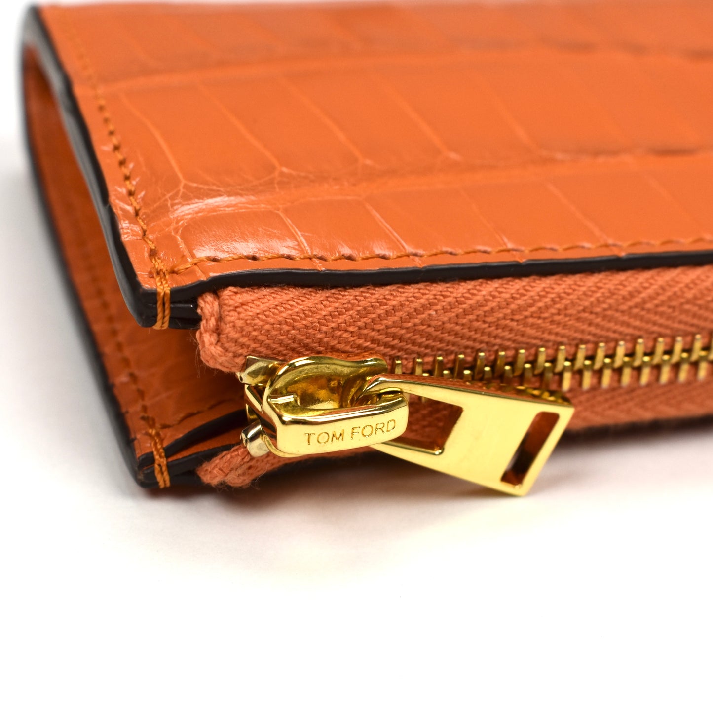 Tom Ford - Orange Exotic Alligator Zip Wallet