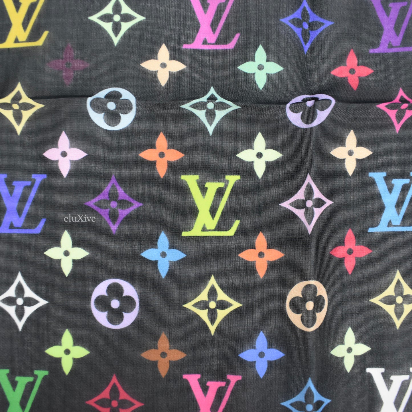 Louis Vuitton x Murakami - Multicolor Square 55 Silk Scarf/Bandana (Black)