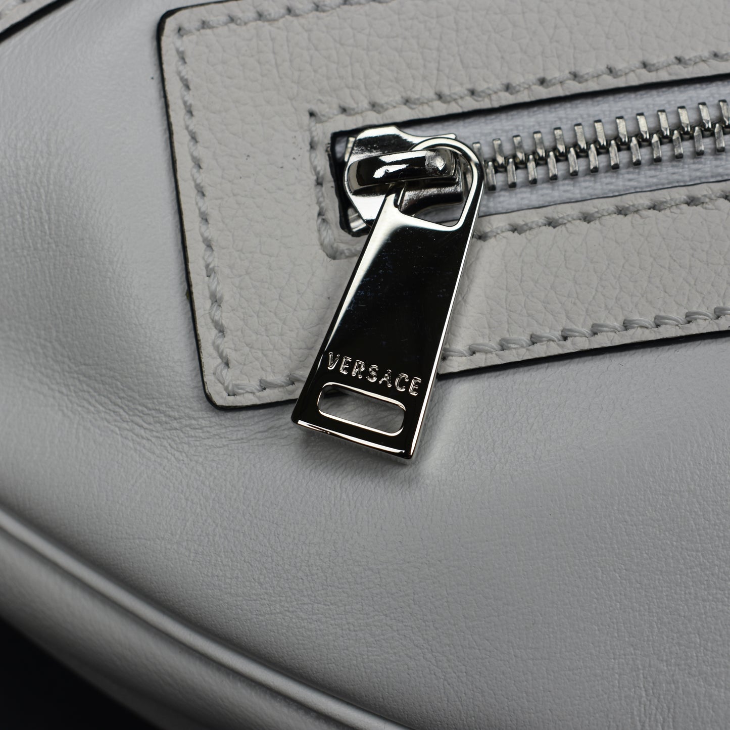 Versace - White Leather Medusa Logo Hobo Bag