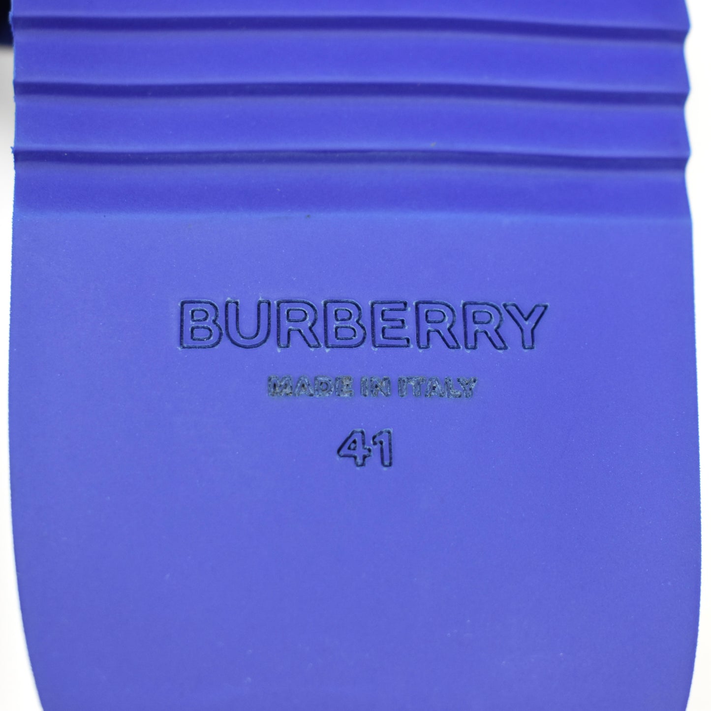 Burberry - Blue Leather TB Monogram Logo Melroy Slides