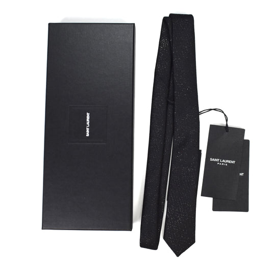 Saint Laurent - Black Glitter Effect Silk Tie