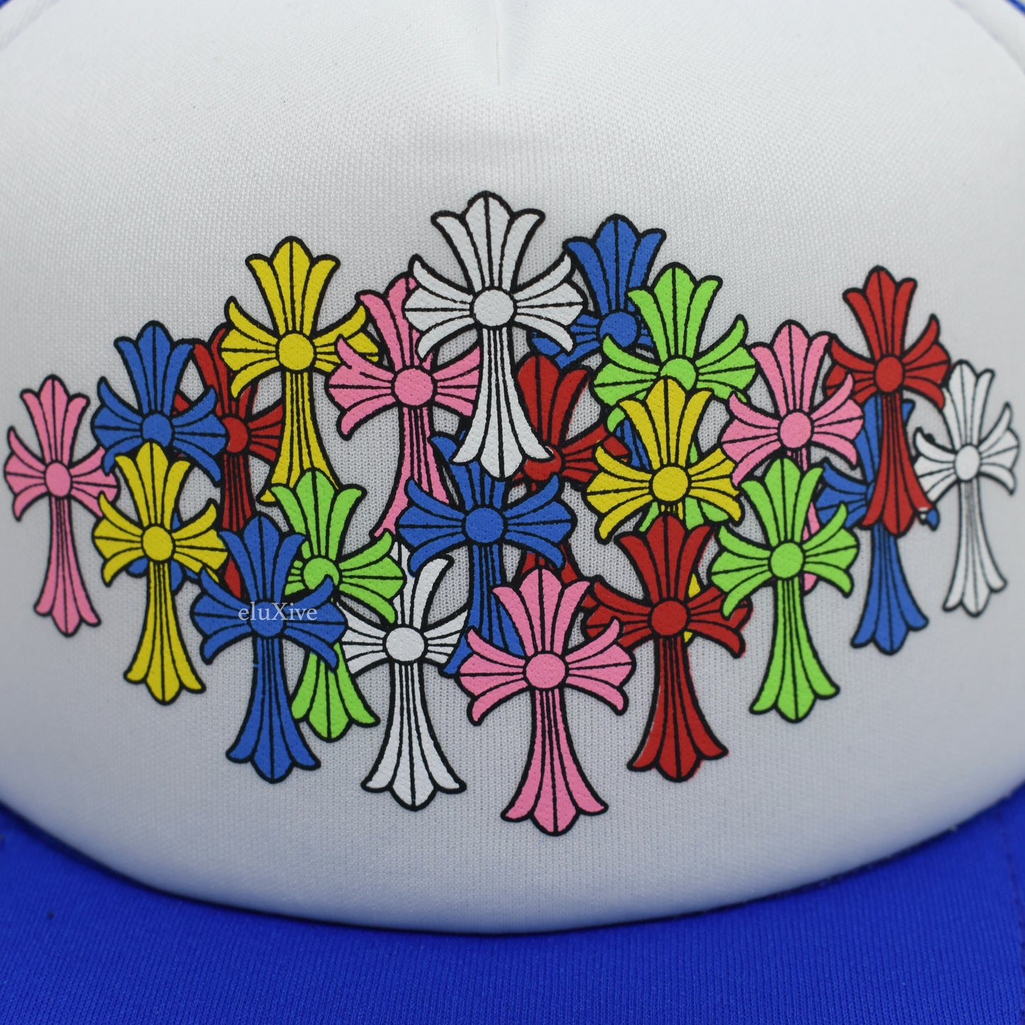 Chrome Hearts - Blue/White Multicolor Crosses Cemetery Trucker Hat